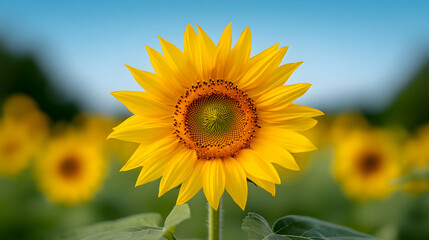 Fototapeta premium Vibrant Yellow Sunflower in a Field