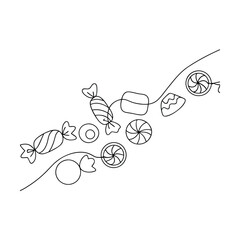 Sweet Candy Line Art Lollipops, Hard Candies, and Sweets