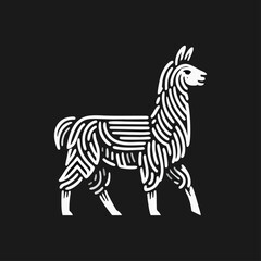 Fototapeta premium Llama alpaca engrave logo icon design illustration