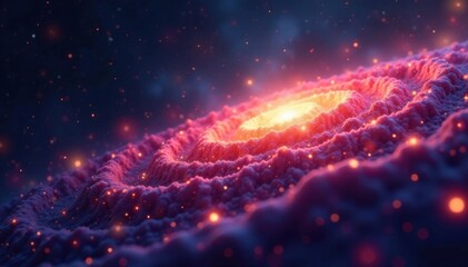 Obraz premium Swirling mesh of tiny particles in a cosmic void, mesh, particles, cosmos