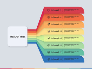 8 Steps Infographics Design Template - Graph, Pie chart, workflow layout, squire diagram, brochure, report, presentation, web design. Editable Vector illustration	
