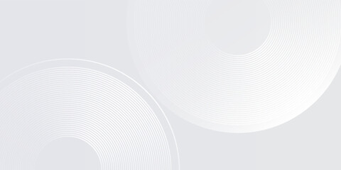 Modern white background with white circle lines digital future simple abstract modern art