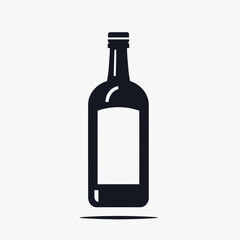  very simple flat and minimalist Glass Bottle silhouette in black on a white background