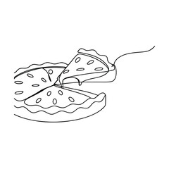 Delicious Pizza Slice, One Line Drawing, Italian Cuisine, Food Art, Simple Design, Tasty Treat, 
