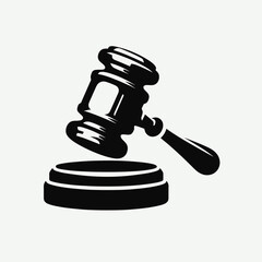 very simple flat and minimalist Gavel silhouette in black on a white background
