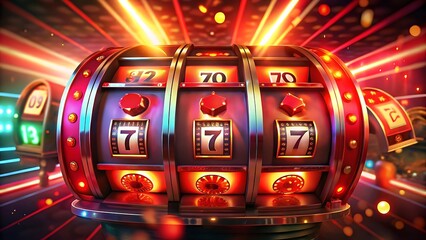 Lucky Seven Slot Machine in a Vibrant Casino Setting