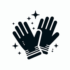 Fototapeta premium very simple flat and minimalist Gardening Gloves silhouette in black on a white background