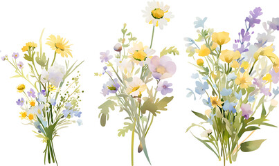 Creative 2D Doodle Floral Illustrations on White Background