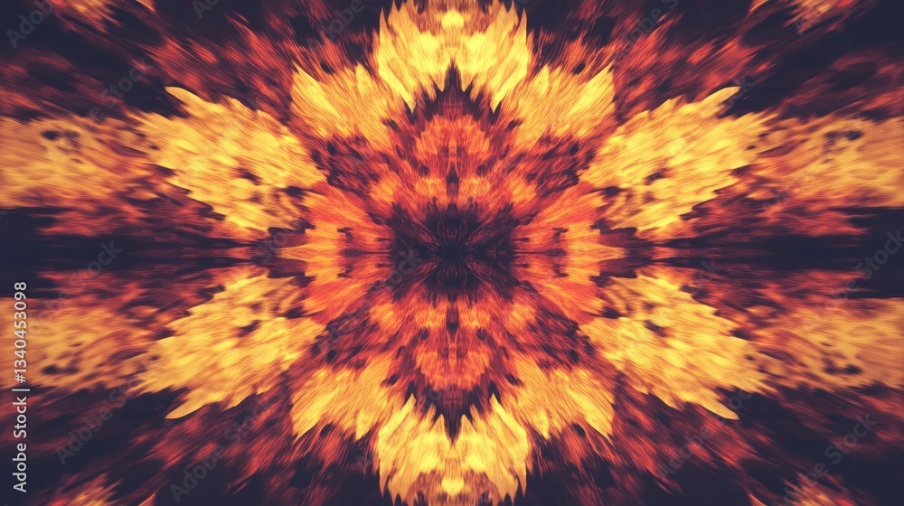 Aufkleber abstract fiery orange and red mandala pattern design for backgrounds and textures in digital art sty