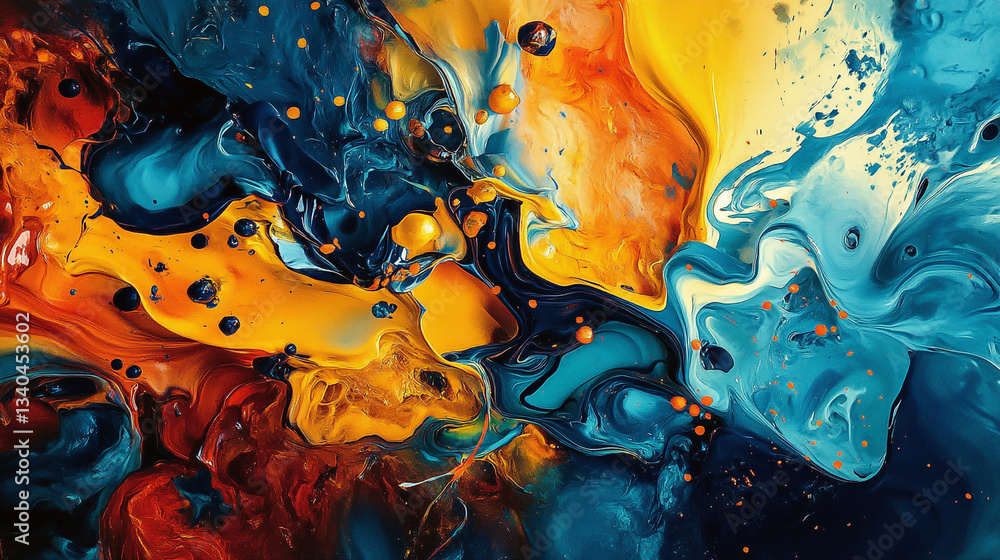 Aufkleber neon-colored liquid mixing, creating a mesmerizing effect, vibrant hues and playful splashes of liqu