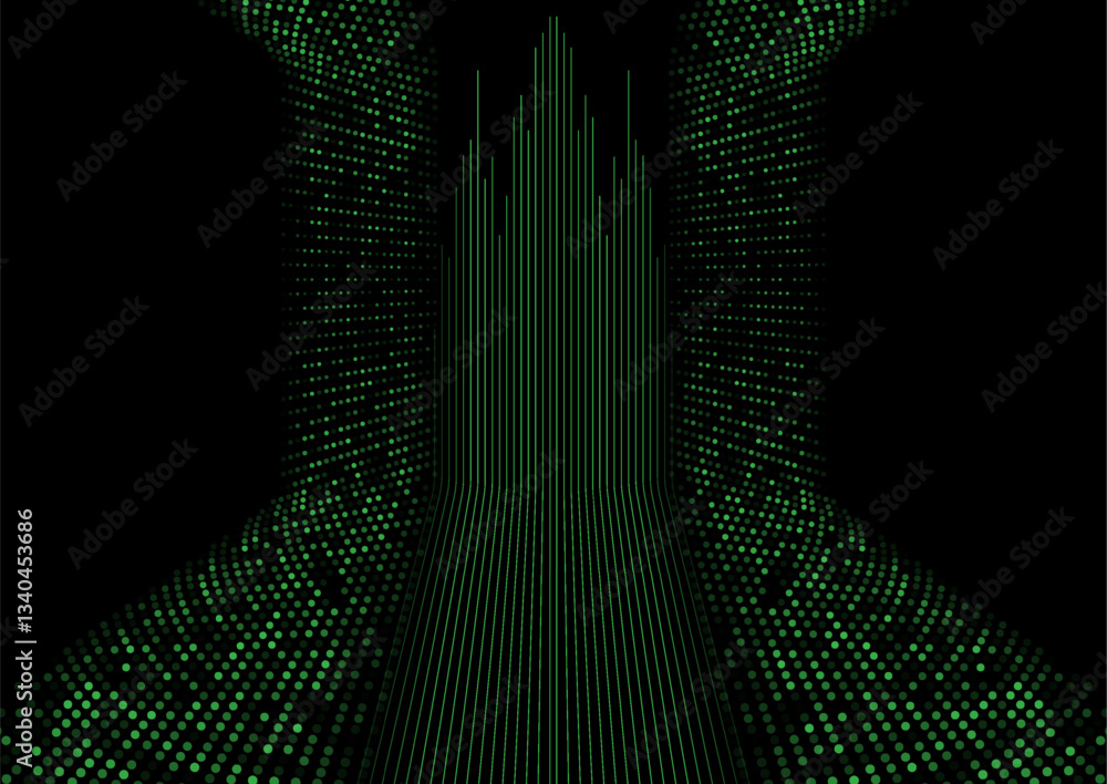 Aufkleber Bright green minimal dotted lines abstract technology background. Geometric futuristic concept vector design