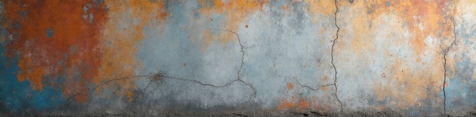 Obraz premium Weathered concrete wall with deep cracks and grunge texture, gritty, dark
