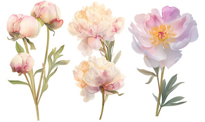 Creative 2D Doodle Floral Illustrations on White Background