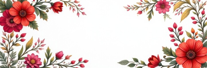 Fototapeta premium White canvas adorned with tribal mehndi art featuring flowers and foliage, flower, foliage