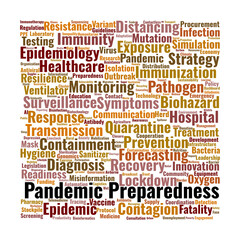Pandemic Preparedness Word Cloud. Key Concepts for Crisis Management and Public Health