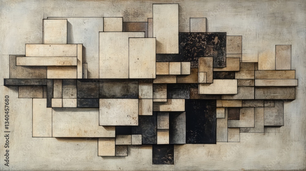 Poster an array of diverse rectangular shapes forms an abstract composition