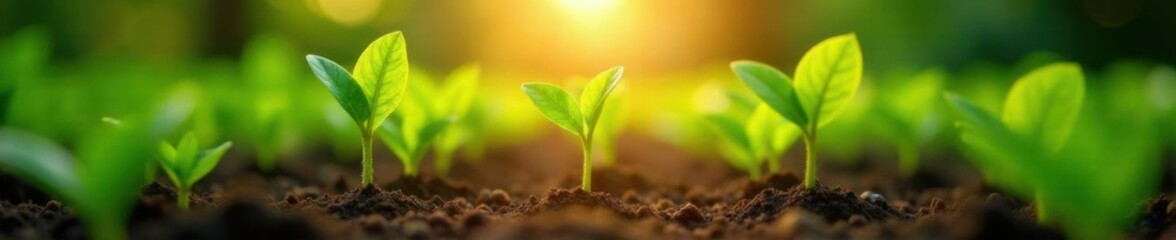 Young coffee seedlings stretch towards sunlight with lush green foliage ,  nature,  seedlings