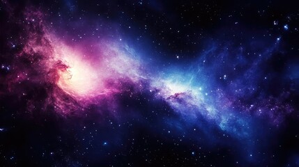 Naklejka premium Colorful Nebula In Space With Purple Pink And Blue Hues In Spacetime Fabric Backgrounds And Patterns Of Light And Color And Texture And Energy And Power And Vastness And Immensity And Infinity And