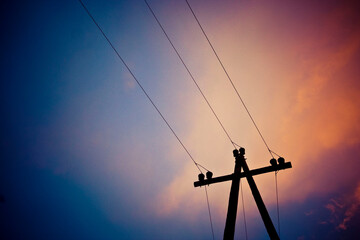 silhouette of power lines