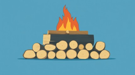 An infographic comparing various types of firewood and their burn efficiency, illustrated in a sleek flat-design style for easy understanding