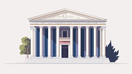 Fototapeta premium Classic building facade with columns in city