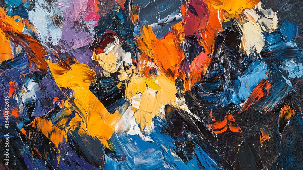 Poster an abstract painting that captivates with dynamic swirls of vibrant colors pattern, fluid paint with