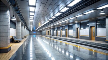 Obraz premium Free Underground Subway Station Mockup - Realistic 3D Render