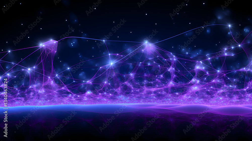 Poster vibrant purple and blue abstract background representing the cosmic web and its mystical interstella