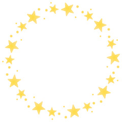 星のかわいい丸型フレームイラスト