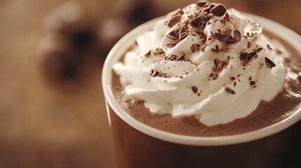 Fototapeta premium Homemade hot chocolate with whipped cream for christmas holidays