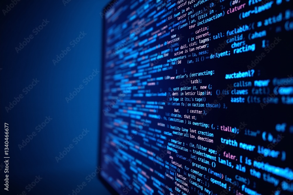Fototapete close-up of programming code on a digital screen.