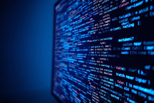Close-up of programming code on a digital screen.