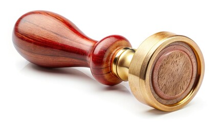 Realistic Round Stamp Mockup:  Wooden Handle, Blank Wax Seal Impression