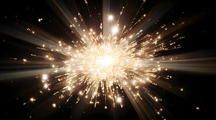 Naklejka premium Brilliant burst of light emanating from the cosmic depths signifying the existence of white dwarf remnants in a starry sky.