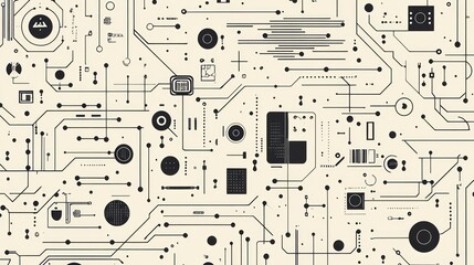 Detailed conceptual illustration of a complex electronic circuit board