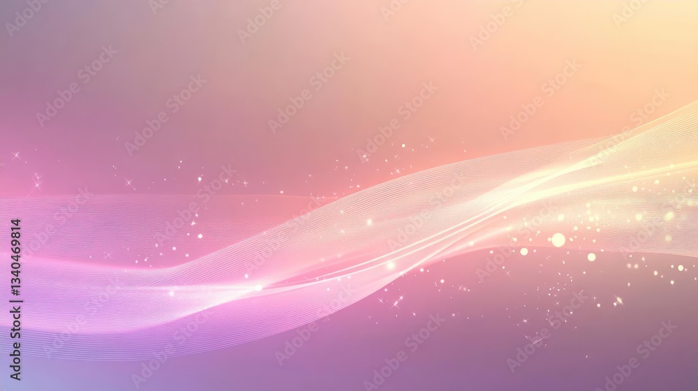 Poster abstract pink purple orange wave background with soft glow and sparkle effects on a smooth texture d