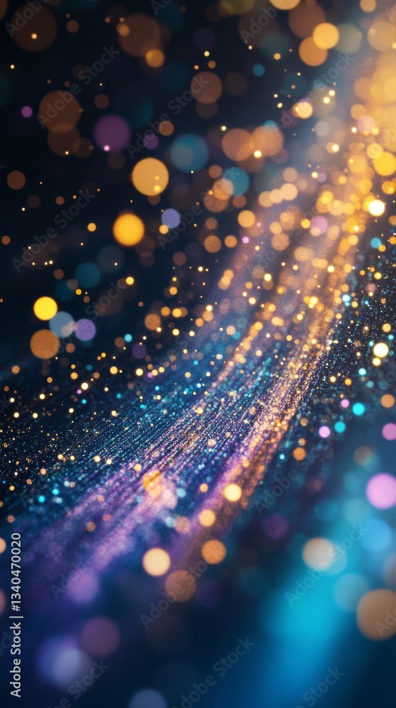 Poster colorful abstract bokeh lights background in dark tones. festive and dreamy concept