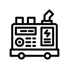 Icon Line portable generator diesel engine power source. Renewable energy, ecology and energy alternative. Outline icon concept