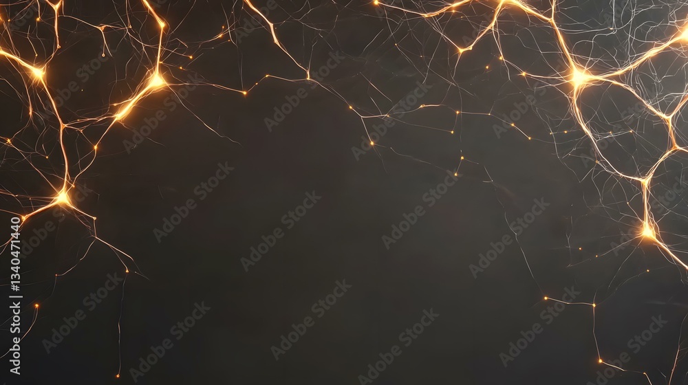 Poster the image contains a stylized representation of neurons, or nerve cells, with glowing connections on