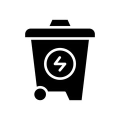 Icon Glyph Recycle energy trash bin. Renewable energy, ecology and energy alternative. Solid Black icon concept
