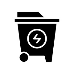 Icon Glyph Eenergy Recycle trash bin. Renewable energy, ecology and energy alternative. Solid Black icon concept