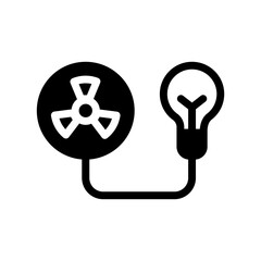 Obraz premium Icon Semi Solid nuclear energy charging lightbulb. Renewable energy, ecology and energy alternative. Solid Black icon concept