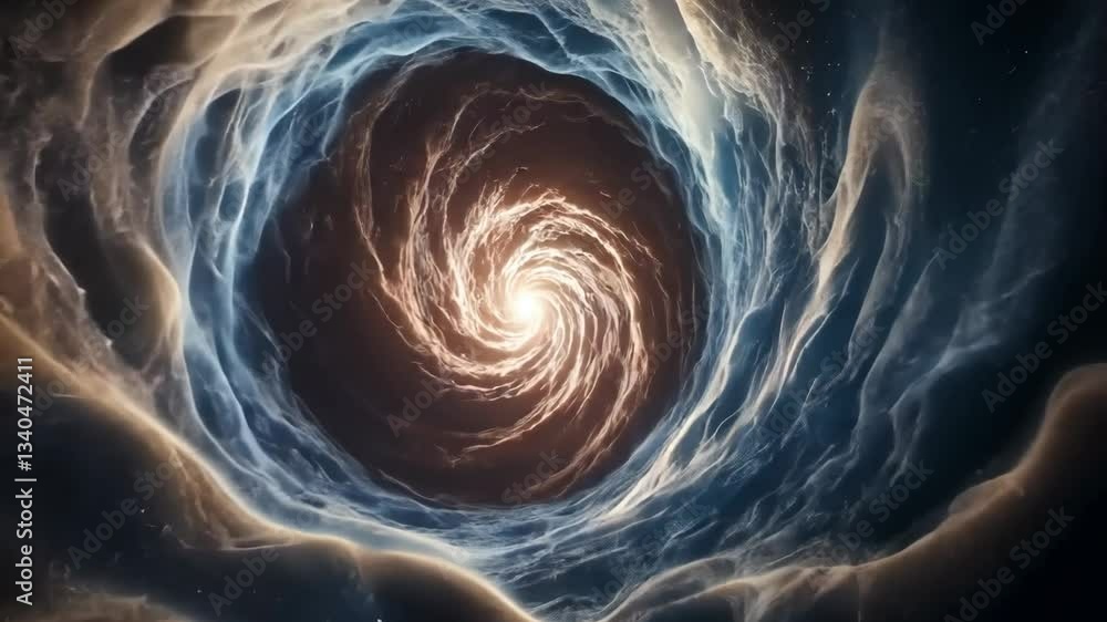 Poster swirling cosmic vortex creates a mesmerizing celestial scene with glowing colors and intricate patte