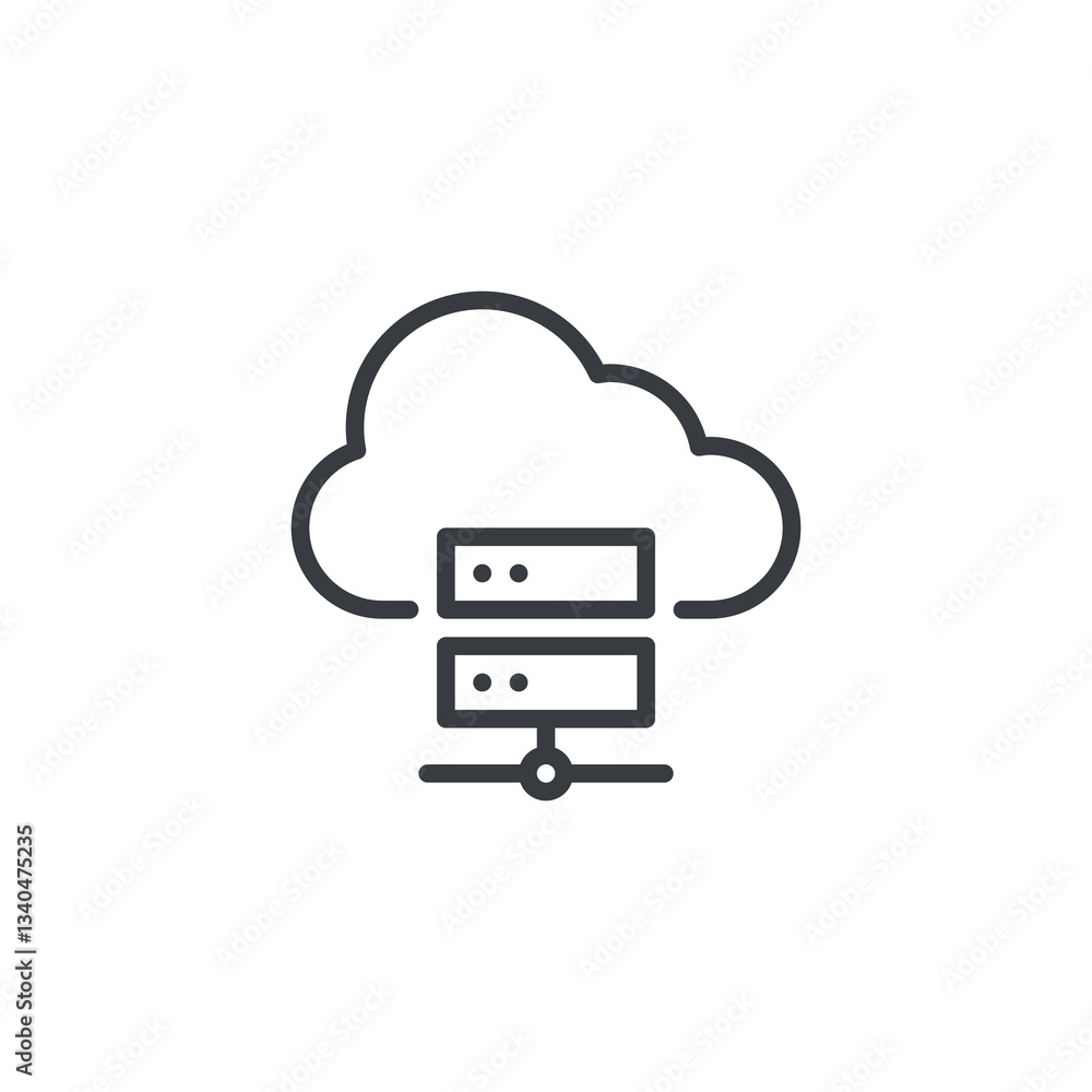 Poster serverless computing line icon