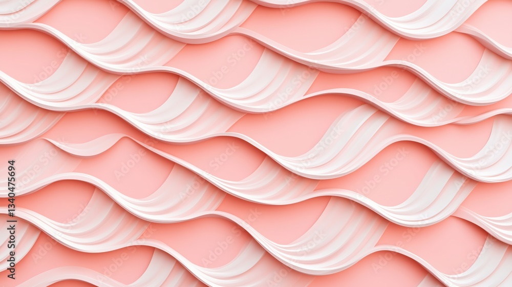 Poster abstract wave pattern in soft pink and white tones for modern design
