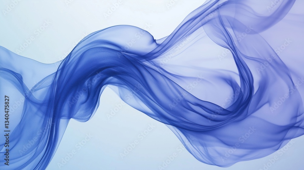 Poster flowing blue silk fabric creating elegant abstract patterns and textures