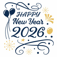 Chic Hand-Drawn Happy New Year 2026