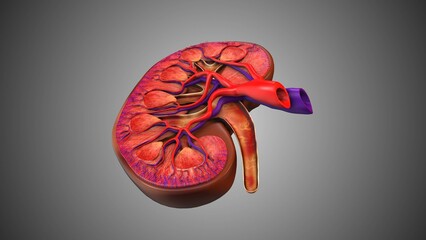 Human Kidney Anatomy with Functional Components