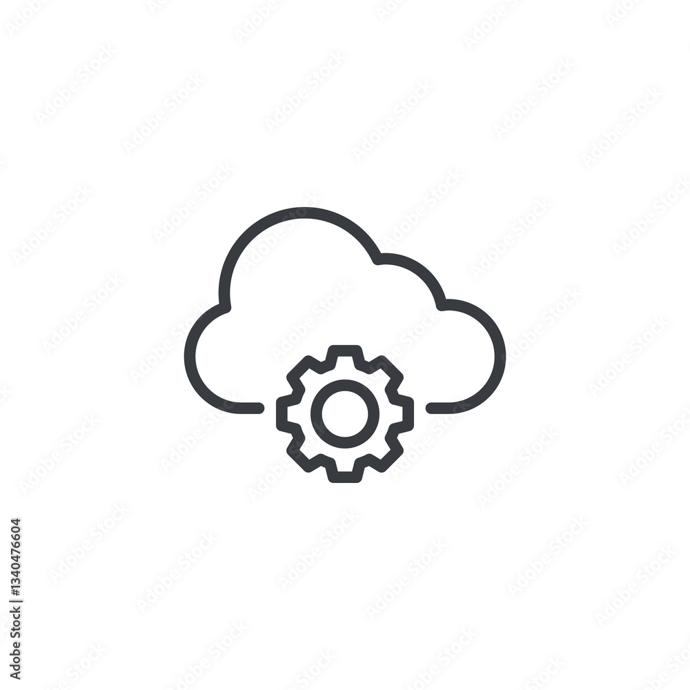 Poster server automation line icon