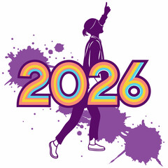 Modern 3D 2026 Typography with Rainbow